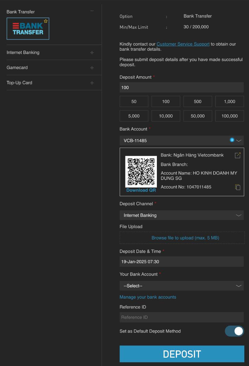 Hướng Dẫn Nạp Tiền W88 - Dễ Dàng, Nhanh Chóng Và Bảo Mật 7 Bước 4: Điền các thông tin bắt buộc