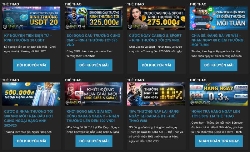 Khuyến Mãi W88 - Những Giải Thưởng Hấp Dẫn Nhất 2 Khuyến Mãi Hấp Dẫn Tại Thể Thao