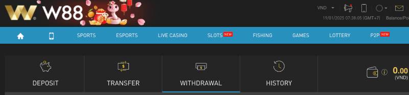 Hướng Dẫn Rút Tiền W88 Dễ Dàng Chỉ Vài Phút 4 Truy cập phần tab “Rút Tiền”