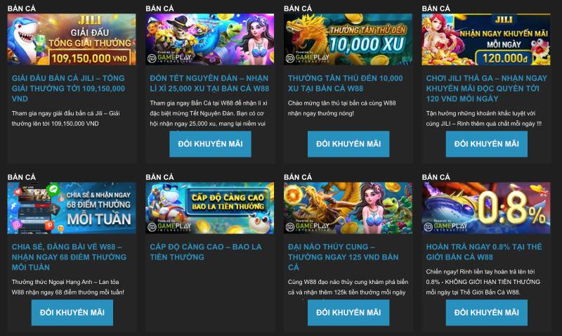 Khuyến Mãi W88 - Những Giải Thưởng Hấp Dẫn Nhất 5 Ưu Đãi Đặc Biệt Cho Bắn Cá